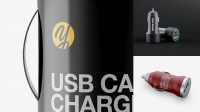 7358+ Glossy USB Car Charger PSD Mockup Front View Fully Layered PSD Freebie