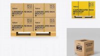 7360+ Wooden Pallet With 8 Carton Boxes PSD Mockup Side View Free Professional PSD Download