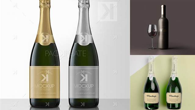 7362+ Frosted Glass Champagne Bottle PSD Mockup Editable and Customizable PSD