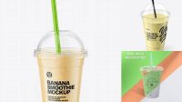 7363+ Plastic Cup with Banana Smoothie and Straw PSD Mockup Stylish PSD for Free