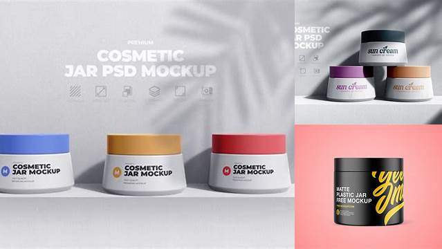 7365+ Matte Cosmetic Jar PSD Mockup Front View Smart Editable Design Mockup