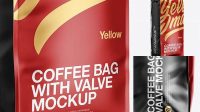 7367+ 16oz Matte Metallic Coffee Bag PSD Mockup Front & Bottom Views Editable Graphic Free PSD