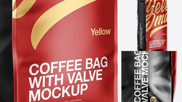 7367+ 16oz Matte Metallic Coffee Bag PSD Mockup Front & Bottom Views Editable Graphic Free PSD