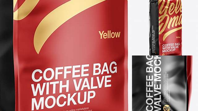 7367+ 16oz Matte Metallic Coffee Bag PSD Mockup Front & Bottom Views Editable Graphic Free PSD