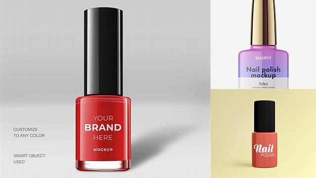 737+ Glossy Nail Polish Square Bottle PSD Mockup Advanced Editable Template Free