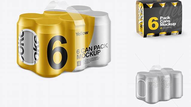 7372+ Aluminum Can 6 Pack PSD Mockup Advanced Photoshop Design Free