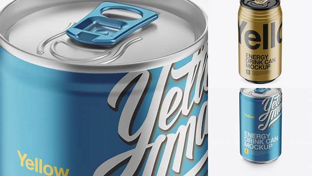 7375+ 150ml Metallic Aluminium Can PSD Mockup High-Angle Shot Free Download Design Mockup