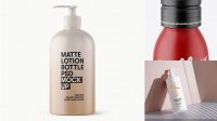 7375+ Matte Bottle With Pump PSD Mockup High-Angle Shot Free Download Design Mockup