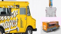 738+ Foodtruck with Donut PSD Mockup Back View Professional Quality Freebie PSD File