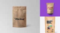 7380+ Kraft Stand-Up Pouch with Zipper PSD Mockup Half Side View Download Premium PSD Resource