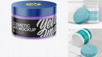 7381+ Matte Cosmetic Jar with Scrub PSD Mockup High-Angle Shot Professional PSD Mockup