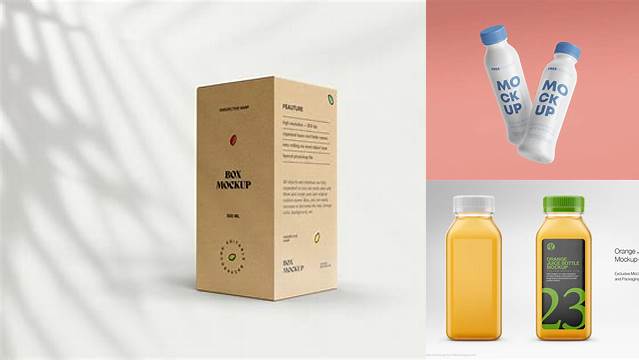 7383+ Blue Plastic Bottle with Paper Box PSD Mockup Elegant PSD Mockup