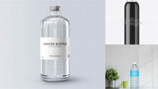 7384+ Clear PET Bottle With Black Water PSD Mockup Smart Object-Based PSD Template Free