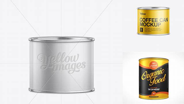 7386+ 250g Aluminium Coffee Tin PSD Mockup Professional Design PSD