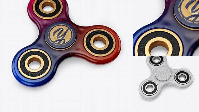 7387+ Fidget Tri-Spinner PSD Mockup Halfside View High Angle Shot Modern Free PSD Template