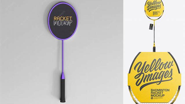 739+ Badminton Racket PSD Mockup Front & Side Views Advanced Editable Template Free