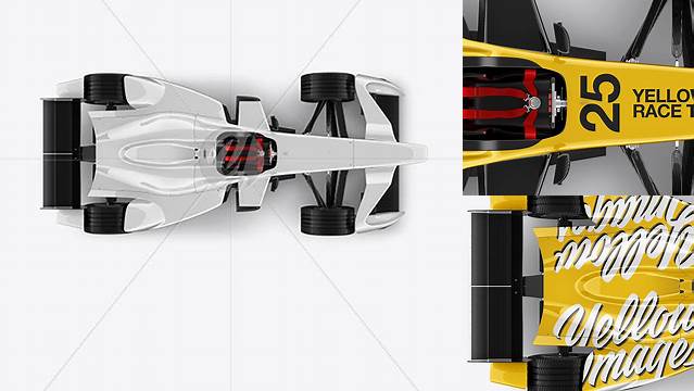 739+ Formula E Racing Car 2016 PSD Mockup Top View Advanced and Editable PSD Template Free