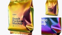 739+ Holographic Foil Snack Package PSD Mockup Half Side View Elegant Photoshop Mockup