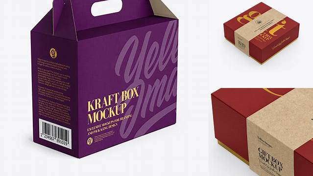 7394+ Textured Box PSD Mockup Half Side View Creative Layered Mockup Freebie