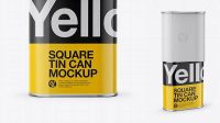 7398+ 1L Closed Square Tin Can PSD Mockup Elegant Free Template