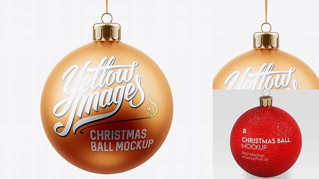 7401+ Matte Metallic Christmas Ball PSD Mockup Front View Premium Free Mockup PSD