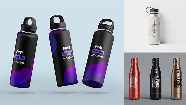 7402+ 240ml Metallic Bottle PSD Mockup Creative Free PSD Graphic Design