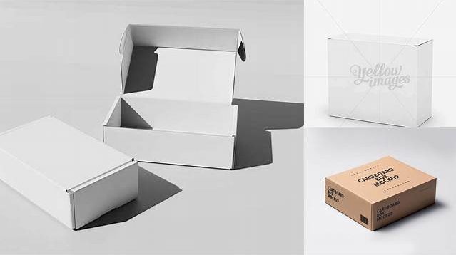 7404+ Small White Cardboard Box PSD Mockup Front View High-Angle Shot Unique and Editable PSD