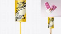 7405+ Ice Cream in Glaze with Plastic Stick PSD Mockup High-End Layered Mockup Free