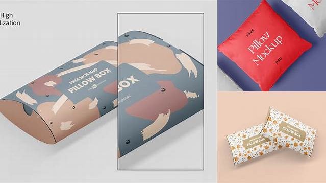 7406+ Textured Pillow Box PSD Mockup Half Side View Versatile PSD Mockup File