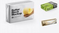 7407+ Matte Metallic Butter Block PSD Mockup Half Side View High-Angle Shot Free PSD for Creatives