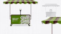 7409+ Beer Cart With Awning PSD Mockup Front View Free Creative Design