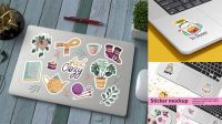 7409+ Laptop Stickers Mockup Exclusive PSD Design Freebie