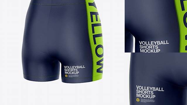 7410+ Women`s Volleyball Shorts PSD Mockup Back Half Side View Download Customizable PSD