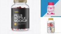 7420+ Opened Transparent Bottle with Metallic Pills PSD Mockup Creative and Modern PSD Freebie