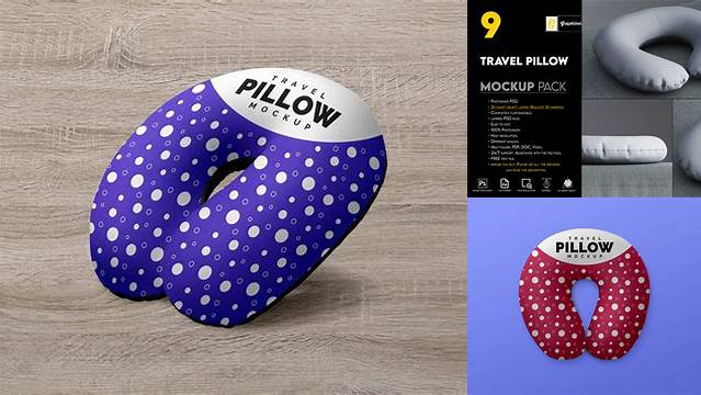 7421+ Travel Pillow PSD Mockup Half Side View Advanced Photoshop Design Free