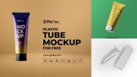 7423+ Matte Plastic Cosmetic Tube With Metallic Cap PSD Mockup Creative Layered Design File