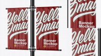 743+ Two Glossy Banners on Pillar PSD Mockup Half Side View Easy-to-Edit PSD