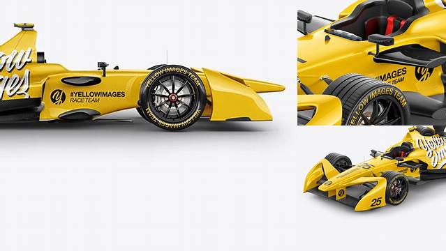 7430+ Formula E Racing Car 2016 PSD Mockup Side View PSD Download