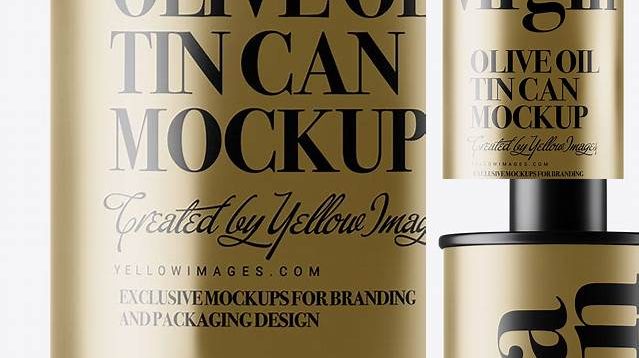 7430+ Matte Metallic Olive Oil Tin Can with Cap PSD Mockup Stylish PSD for Free