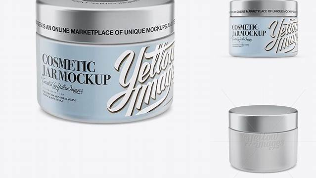 7431+ 250ml Plastic Cosmetic Jar with Silver Matte Cap PSD Mockup High-Angle Shot Professional PSD Mockup