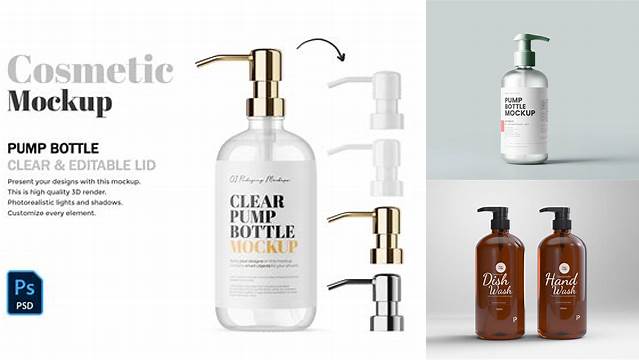 7433+ Glass Pump Bottle Mockup PSD Free Download