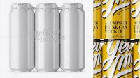 7433+ Pack with 6 Glossy Aluminium Cans with Plastic Holder Front View Digital Resource Free Download