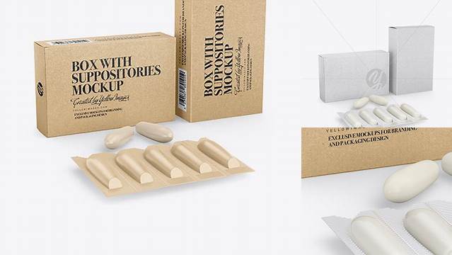 7433+ Two Kraft Boxes With Suppositories PSD Mockup Half Side view Versatile Mockup for Designers