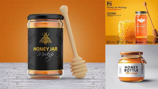 7437+ Clear Honey Bottle PSD Mockup Advanced Free Graphic Template