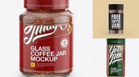 7437+ Instant Coffee Glass Jar PSD Mockup Front View High-Angle Shot Download Now High-Quality PSD Template