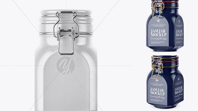 7438+ 900ml Glossy Ceramic Jam Jar with Clamp Lid PSD Mockup Free Creative Design