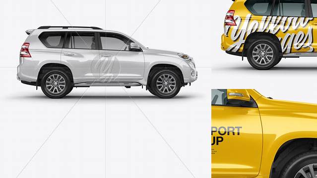 7439+ Land Cruiser Prado PSD Mockup Side view Customizable Design Files