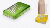 744+ Two Tin Boxes PSD Mockup Halfside View Editable Mockup PSD