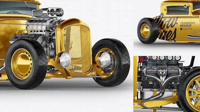 7440+ Metallic Hot Rod PSD Mockup Side View Unique and Creative Free PSD File