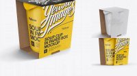 7442+ Soup Cup in Paperboard Box PSD Mockup / Front 3/4 View High-Angle Shot Free Mockup Templates